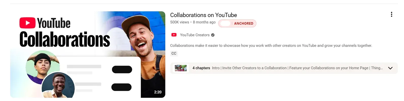 Two creators of similar size featured together in a collaboration video that cross-introduces both audiences