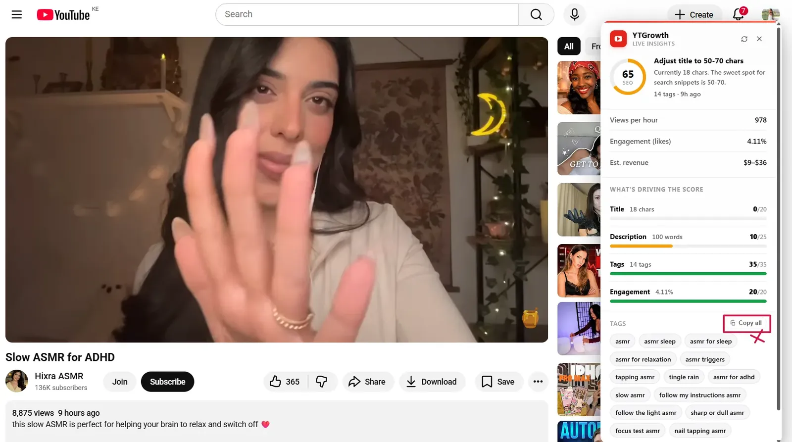 Why copying a larger channel's tag list does not transfer to a smaller channel